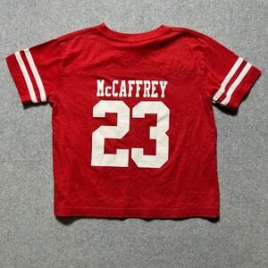 Kids McCaffrey 23 San Francisco 49rs Football Red White T Shirt S/M